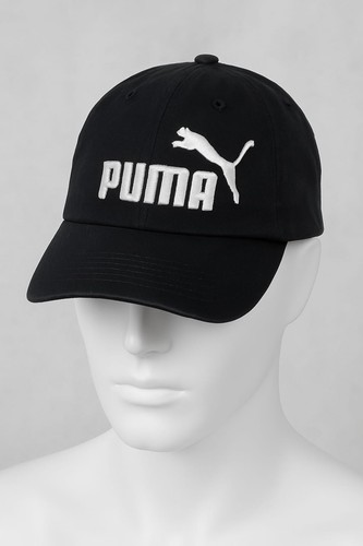 PUMA Men's Black Adjustable Baseball Cap Cotton Twill Hat Embroidered Logo Sport