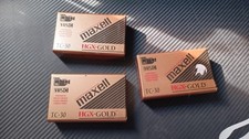 Lot 3 Maxell VHS-C Camcorder Video Tapes TC-30 HGX-Gold Tapes