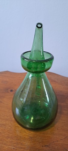 Antique Hand Blown Green Glass Carafe - Picture 2 of 8