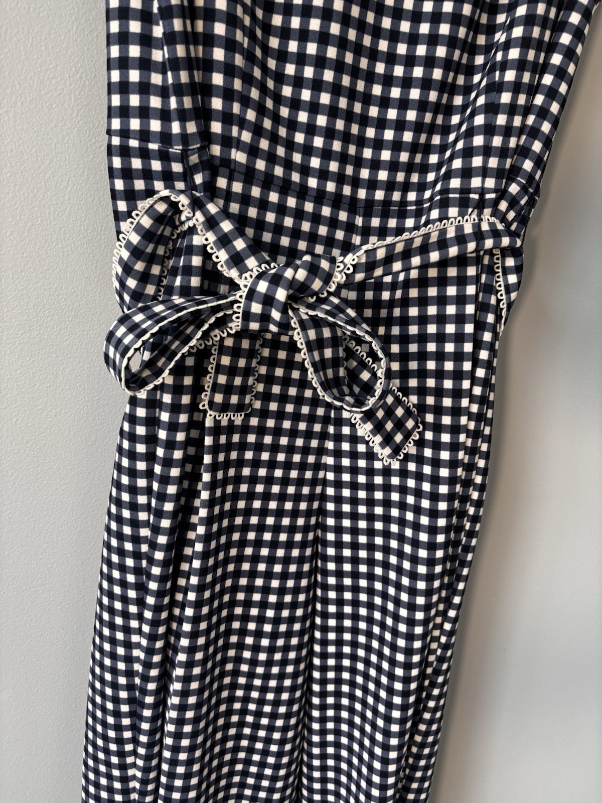 tommy hilfiger Jumpsuit cropped wide leg blue & White plaid belted sleeveless 12 thumbnail 4