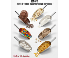 Stainless Steel Scoop Bar Ice Candy Dry Goods Popcorn Scooper 12 oz Set of 7