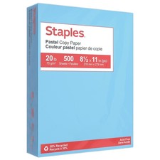 Staples 30% Recycled, 8.5 x 11 Inch, 20 8 1/2 in x 11 in, 8.5-x-11-inch, Blue 