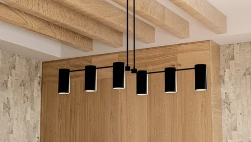 Quoizel FLD650 Foreland 6 Light 50"W Linear Chandelier - Black - Picture 2 of 12