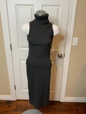 Abito maglione girocollo senza maniche a costine grigio Zara, taglia S, nuovo con etichetta!