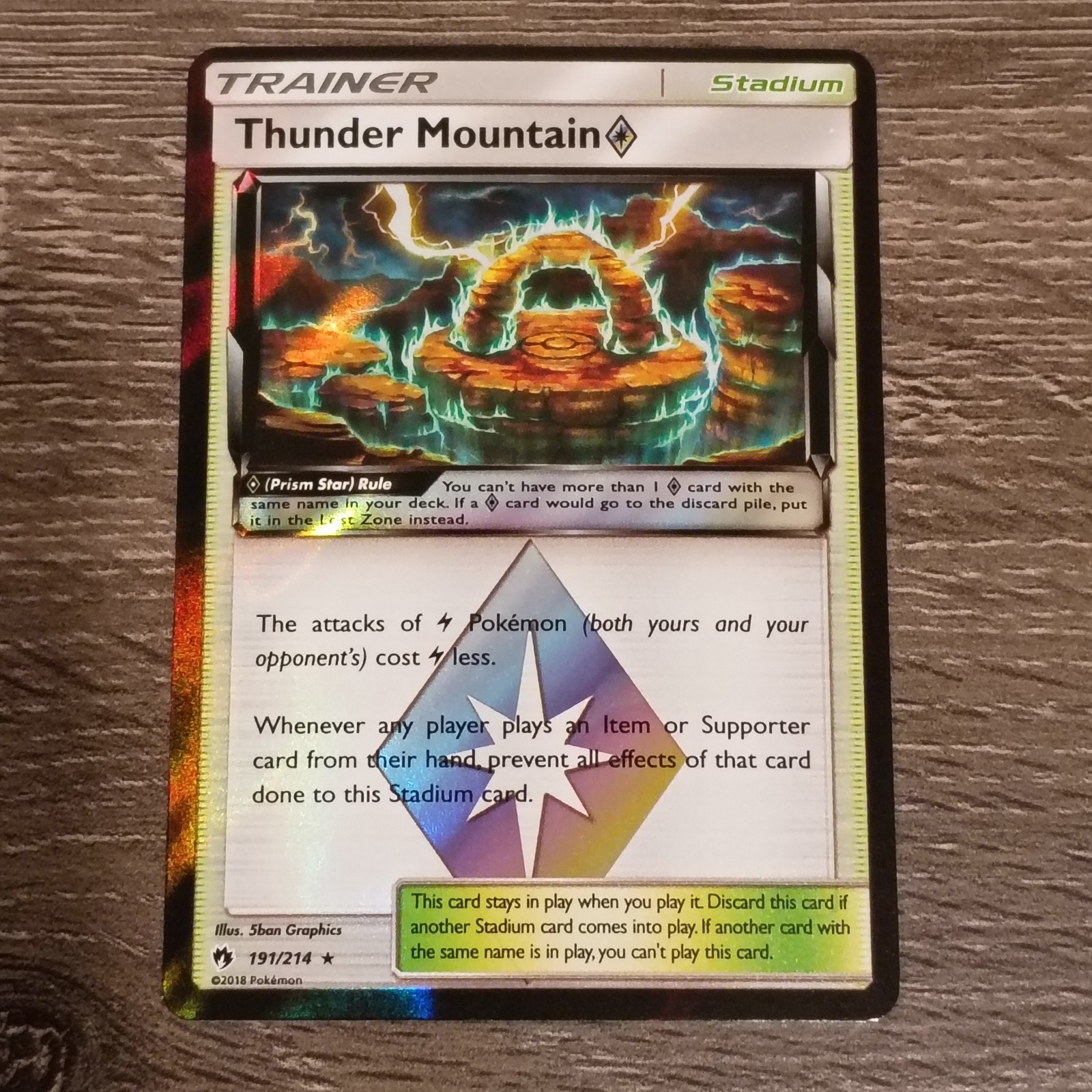 Pokemon NM Thunder Mountain Prism Star 191/214 - Near Mint Trainer Lost Thunder