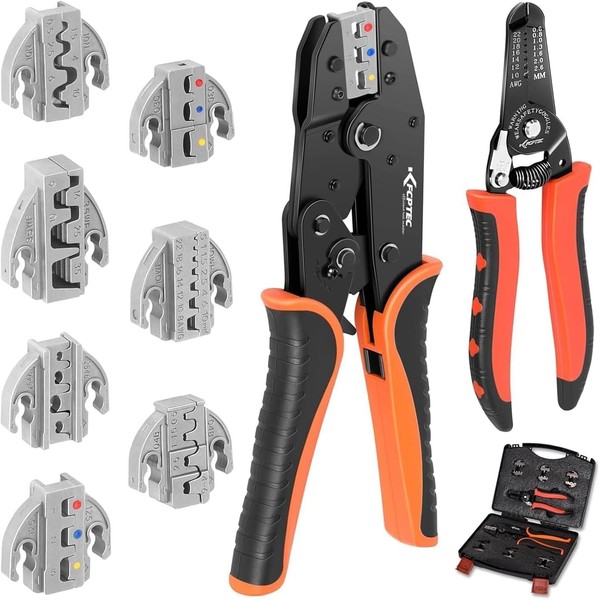 KF Cptec Crimpzangen Set 9-Teilig Ratschen Crimpzange 7 Wechsel-image