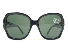 Persol Sunglasses 2917-S 95/31 Polished Black Butterfly with Green Glass Lenses