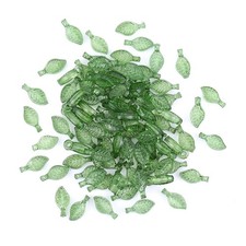 100 Pcs Green Leaf Beads, Transparent Acrylic Leaves Pendants Tiny Green Leaf Be