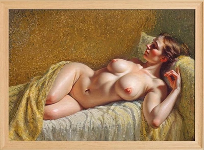 Nudo di donna Erotik Akt Nude artwork Bild 50x70 Wandbild Erotic mit Rahmen 478 - Bild 1 von 2