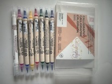 Kuretake Zig Calligraphy Dual Tip Marker Pens, 7 colors and Blender set, 2mm,...