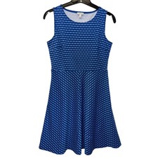 New with Tags Talbots Petites Blue Geometric Sleeveless Flare Dress Size 6P