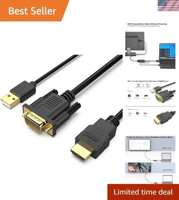 VGA to HDMI Converter Cable, 6ft with Audio Support - 1080P Resolution
