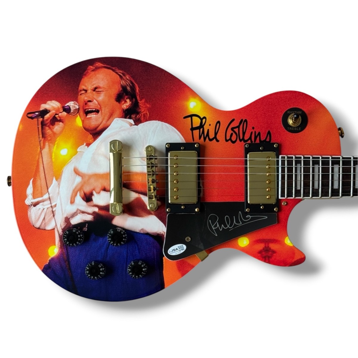 Phil Collins Signed Guitar Custom Graphics JSA COA Genesis In The