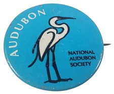 Audubon National Audubon Society Pinback Button Heron Made In USA Vintage