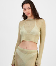 Miken Juniors' Metallic Mesh Cover-up Top Swim Gold Size M 10173