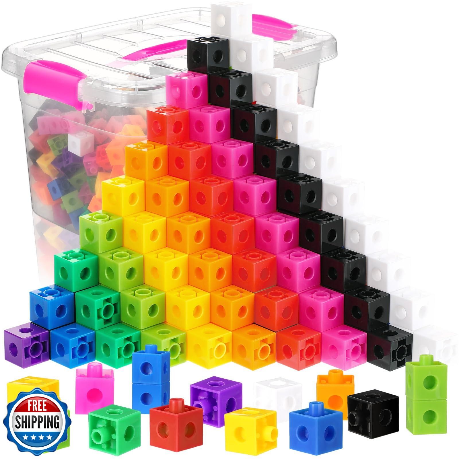 Jenaai 200 Pcs Math Cubes Counting Blocks Linking Connecting Cubes Math Manip