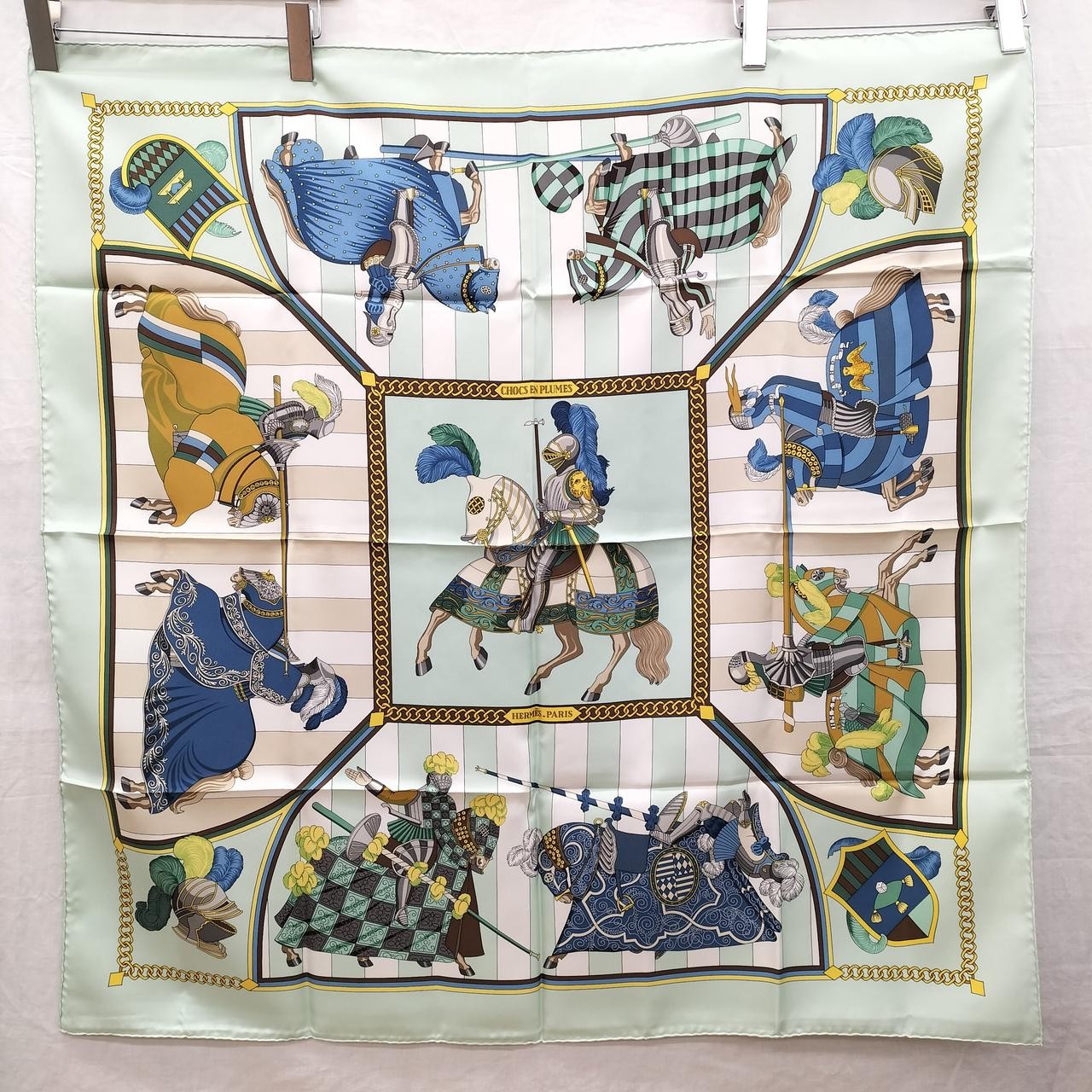 Hermes Feathered Clash Scarf with Decorative Trim - Model Number Included  