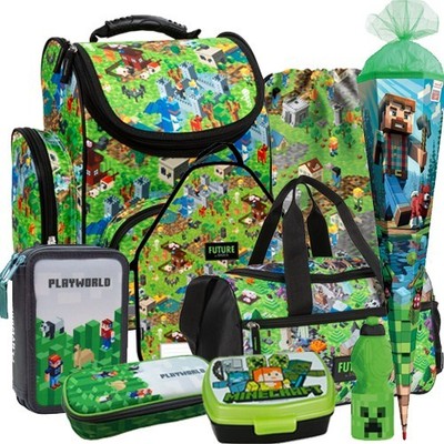 Game Pixel Minecraft Schulranzen Ranzen Schulrucksack Set Schultüte Sporttasche