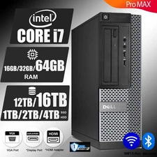 DELL Desktop Computer PC i7, up to 64GB RAM 16TB SSD/HDD, Windows, WIFI, DVD-RW