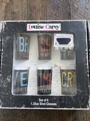 Louise Carey Set Of 6 Shot Glasses  American Pop Culture Art 1.35 Oz Fashion
