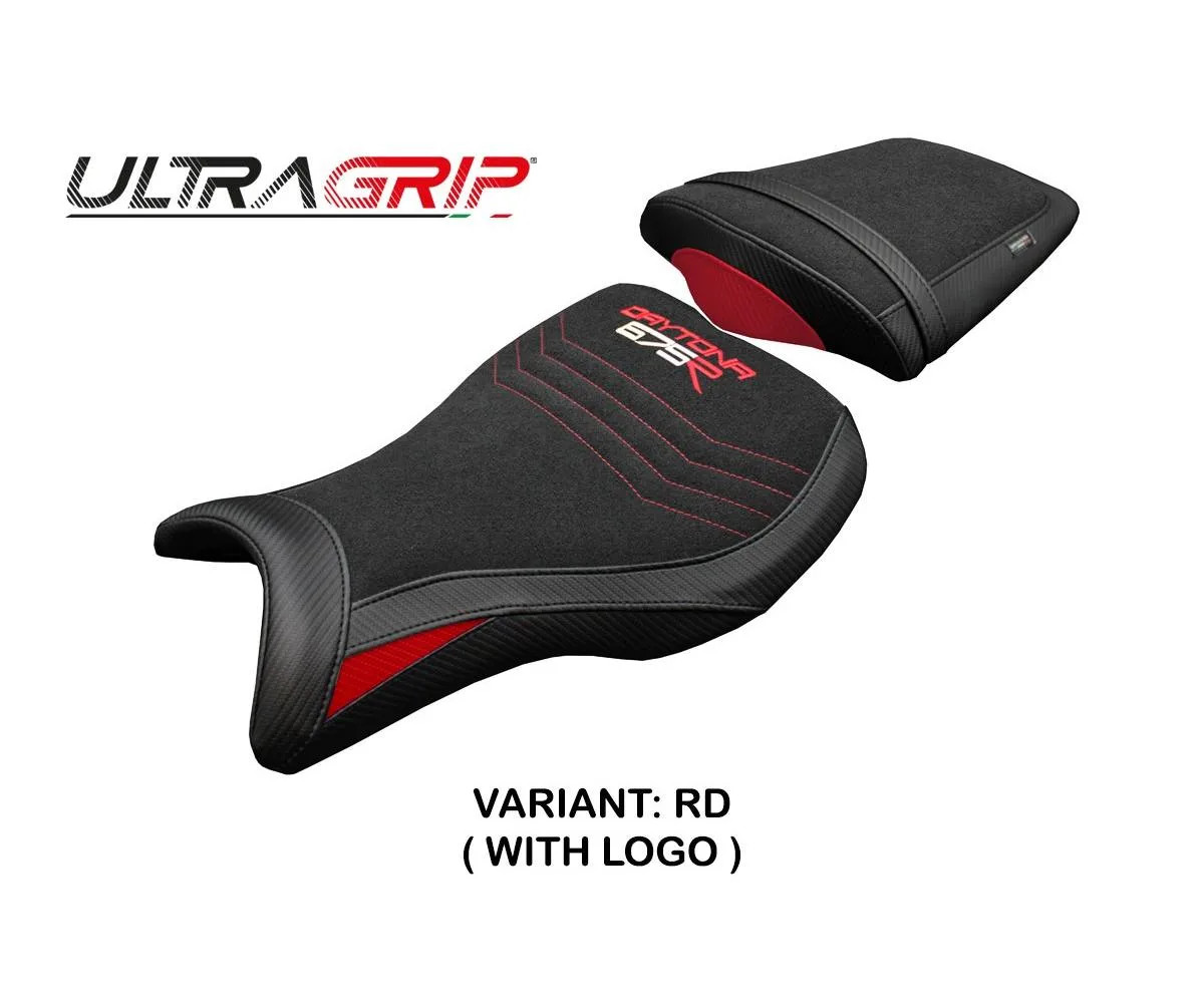 Seat cover Ripley UGrip Red + logo Tpz compatible TRIUMPH DAYTONA 675R 2006 2012