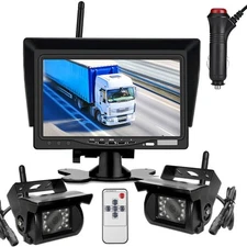 7" Digital Wireless Rear View Monitor Dual Reverse Camera Kit for Caravan Truck