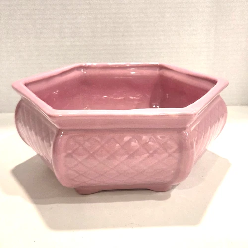 Vintage MCM Pink Haeger Hexagon Ceramic Planter "EUC" Great For Bonsai