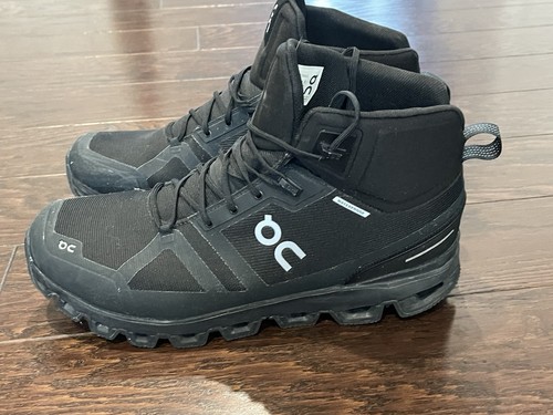 On Running Cloudrock Waterproof Laced Up Performance Hiking Boots Men Size 11.5