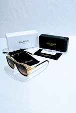 BPS-104D 60-13 BALMAIN BAM-BLACK GOLD SQUARED BROWN GRADIENT LENSES PRE-OWNED