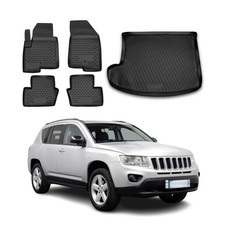 OMAC Custom Floor Mats  Cargo Liners for Jeep Compass 2011-2016 Black 5 Pcs