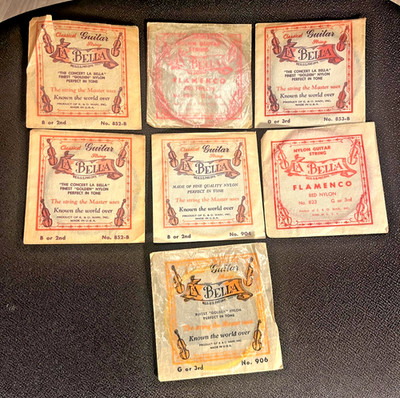 Vintage Guitar Strings Lot 15pc La Bella & GHS Singles Nylon Bronze NOS