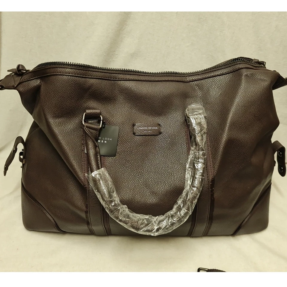 New Look brown large PU zipped travel holdall shoulder bag - Изображение 2 из 4