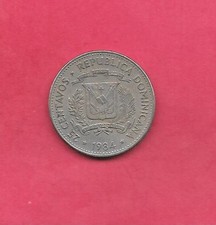 DOMINICAN REPUBLIC KM61.1 1984 VF-VERY FINE CIRCULATED OLD 25 CENTAVOS COIN