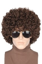 70s 80s Afro Wigs For Men Dark Brown Short Curly Women Halloween Disco Rock