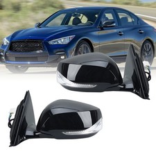 Side Mirror For Infiniti Q50 2014-2019 2020 2021 Left Right Signal Gloss Black Side Mirror For Infiniti Q50 2014-2019 2020 2021 Left Right Signal Gloss Black