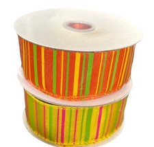 2 Rolls Wired Ribbon NEW Spring Multi Colored 1.5 Inch x 10 Yards
