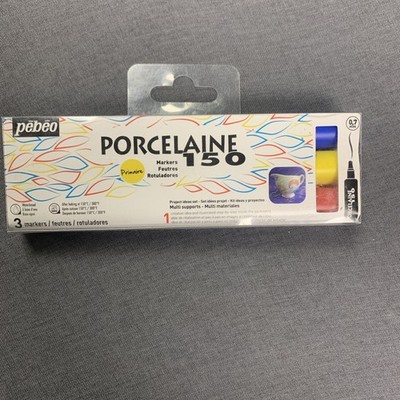 Pebeo Porcelaine 150 Ceramic Paint Marker Fine Detail Primary Set 3 Stifte 