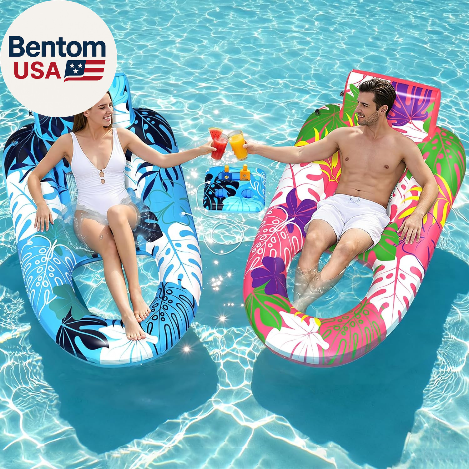2 Pack Pool Floats Adult Heavy Duty, Inflatable Pool Lounger