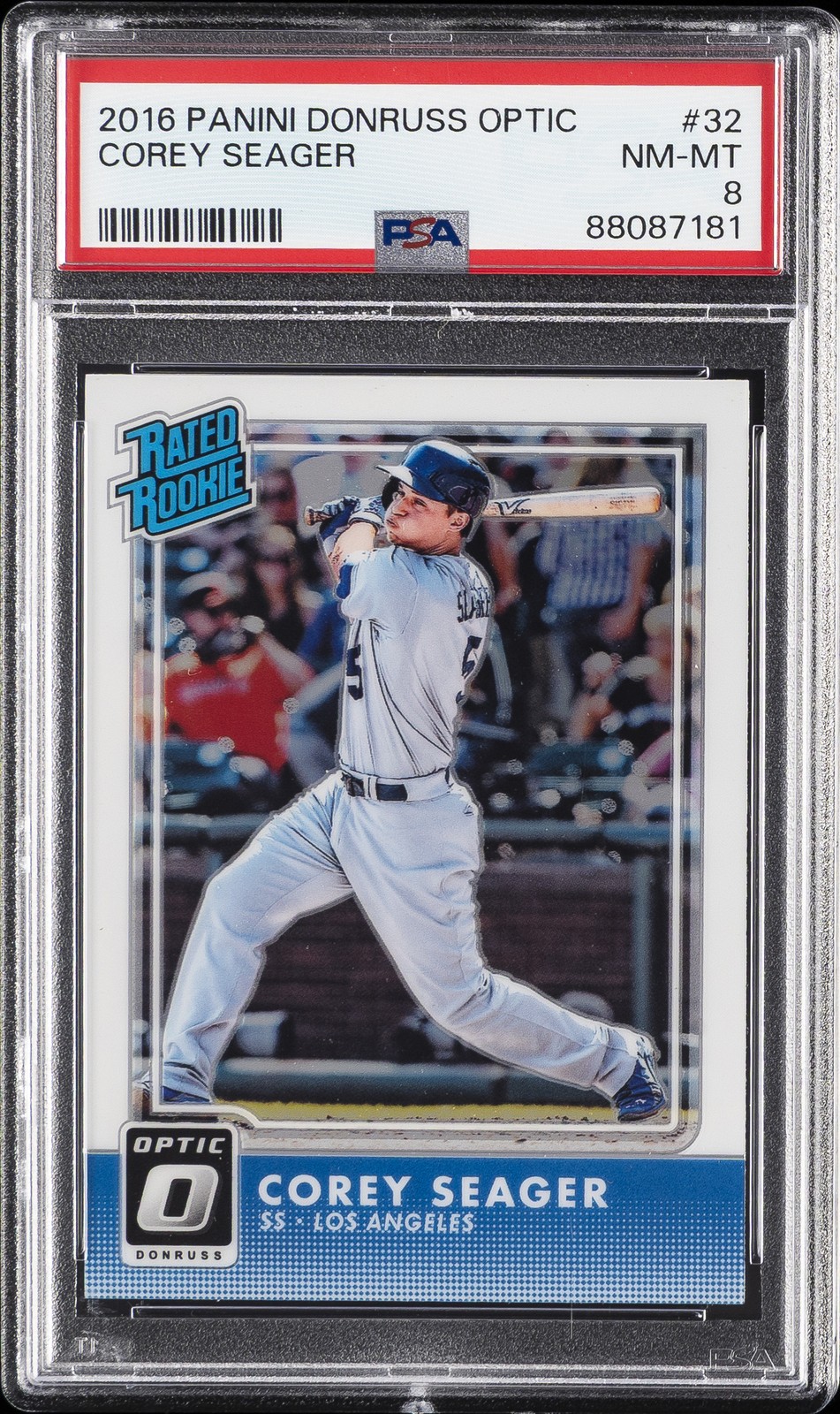 2016 PANINI DONRUSS OPTIC #32 COREY SEAGER ROOKIE RC PSA 8 view 1