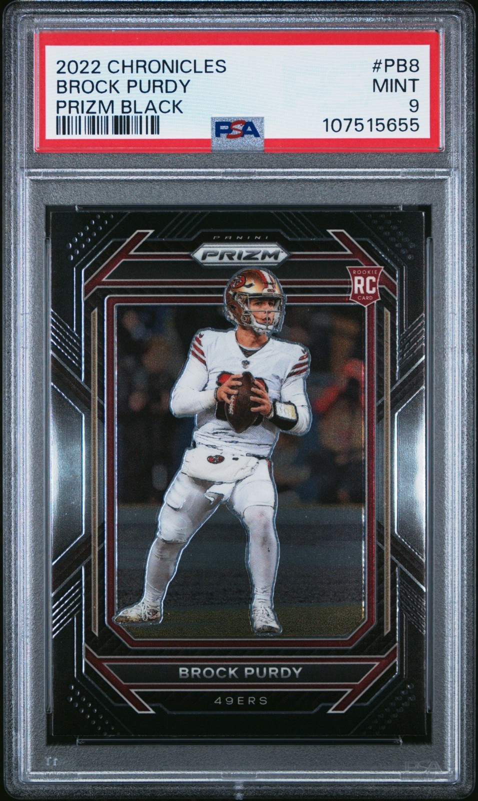 2022 Panini Chronicles Brock Purdy ROOKIE Prizm BLACK PSA 9 MINT RC 49ers PB8