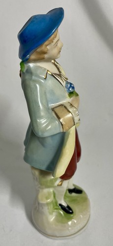Porcelain Figurine Made Handpainted Japan Colonial Man Holding Flower 8 in H - Picture 4 of 6