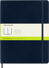 Classic Notebook, Soft Cover, XL 7.5" X 9.5" Plain/Blank, Sapphire Blue, 192 P