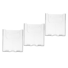 3Pcs Clear Acrylic Pamphlet Holders Wall Mounted Reusable Office Document Rack