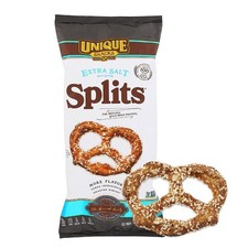 Unique Snacks Extra Salt Splits Pretzels, 11 Ounce Pack of 3 ,