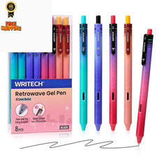 WRITECH Black Ink Gel Pens: 8-Pack 1 Count Pack of 8 , 8 Pcs Retrowave