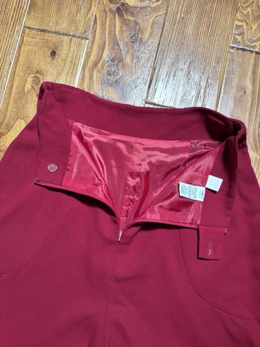 Vintage 90s Christian Dior Blazer Skirt Set Womens Sz 8 Burgundy Worsted Wool - Picture 15 of 16