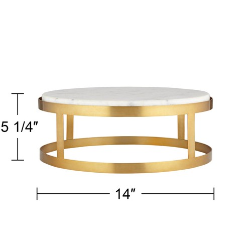 14" Marble and Gold Finish Pedestal Lamp Riser - Picture 4 of 6