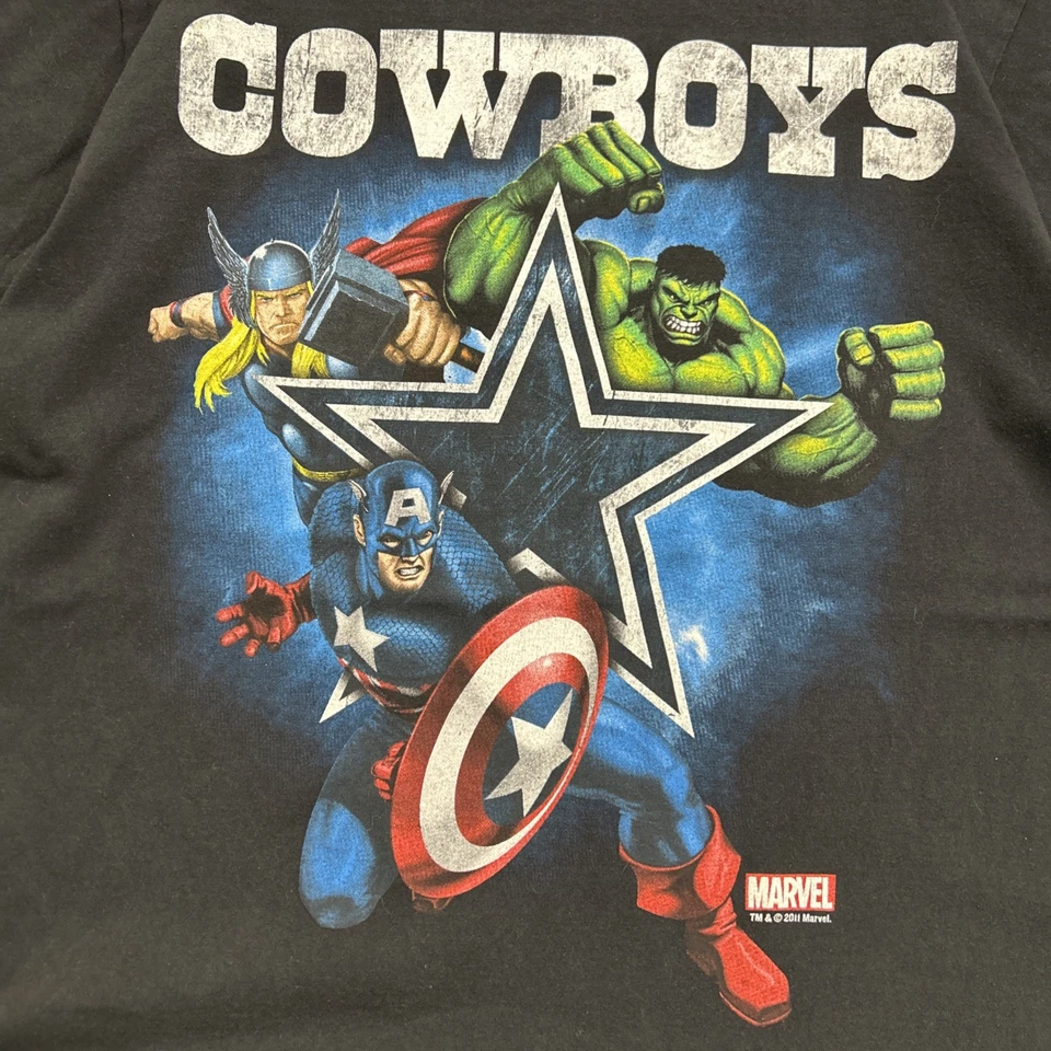 Dallas Cowboys Apparel Hombre XL CAMISETA NEGRA Marvel 2011 Y2K NFL Desteñida Foto 2 de 4