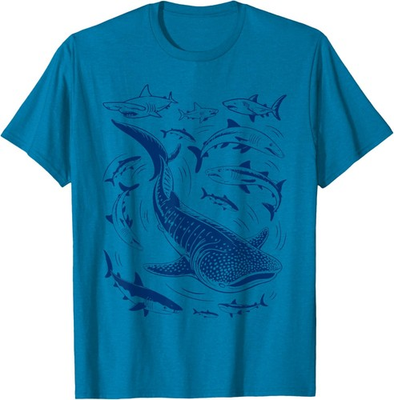 #ad Retro Ocean Wildlife Whale Shark Hammerhead Lover Unisex T Shirt $14.99