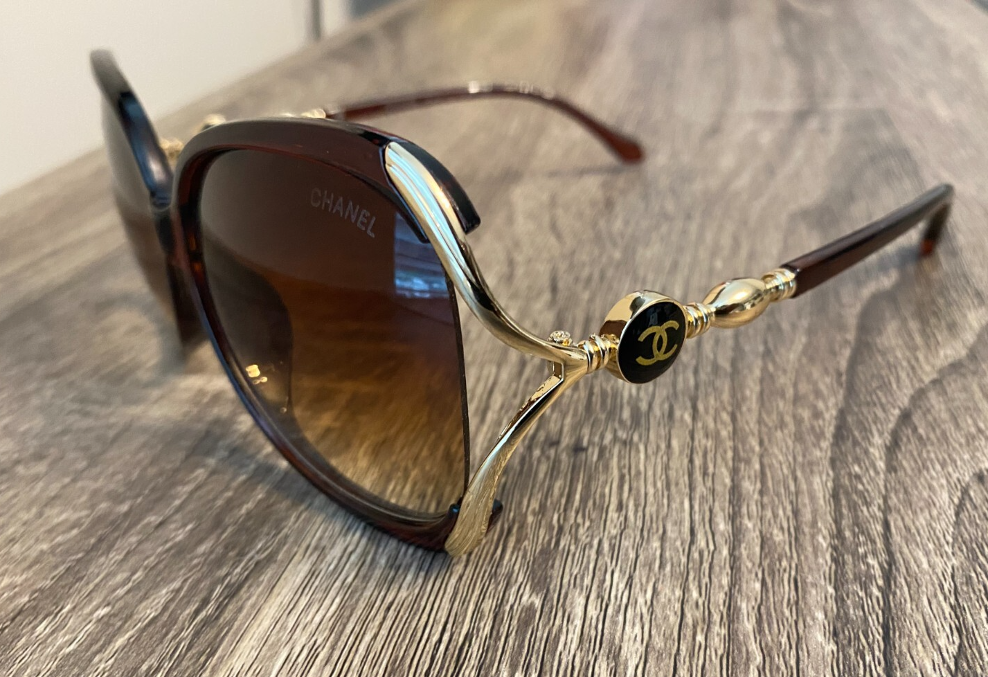 Chanel Women's Oversized Oval Sunglasses in Classic Brown Frame